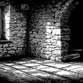 Rustic Stone Sketch Mural Wallpaper — Monochrome Shadow Art Mural Wallpaper - room preview 04