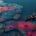 Floating Lily Pad and Boat Mural Wallpaper — Impressionist Garden Mural Wallpaper - room preview 04