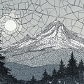 Monochrome Mountain Mosaic Mural Wallpaper — Alpine Landscape Art Mural Wallpaper - room preview 04