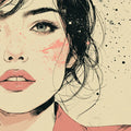 Expressive Portrait Sketch Mural Wallpaper — Artistic Ink Splatter Mural Wallpaper - room preview 04