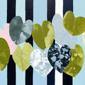 Heart Leaf Botanical Mural Wallpaper — Modern Navy Stripe Pattern Mural Wallpaper - room preview 04