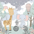 Giraffe and Elephant Forest Adventure Mural Wallpaper - room preview 04
