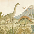 Watercolor Prehistoric Dinosaur Mural — Earthy Nursery Wallpaper Mural Wallpaper - room preview 04