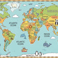 Illustrated World Map Kids Mural Wallpaper — Friendly Cartography Mural Wallpaper - room preview 04