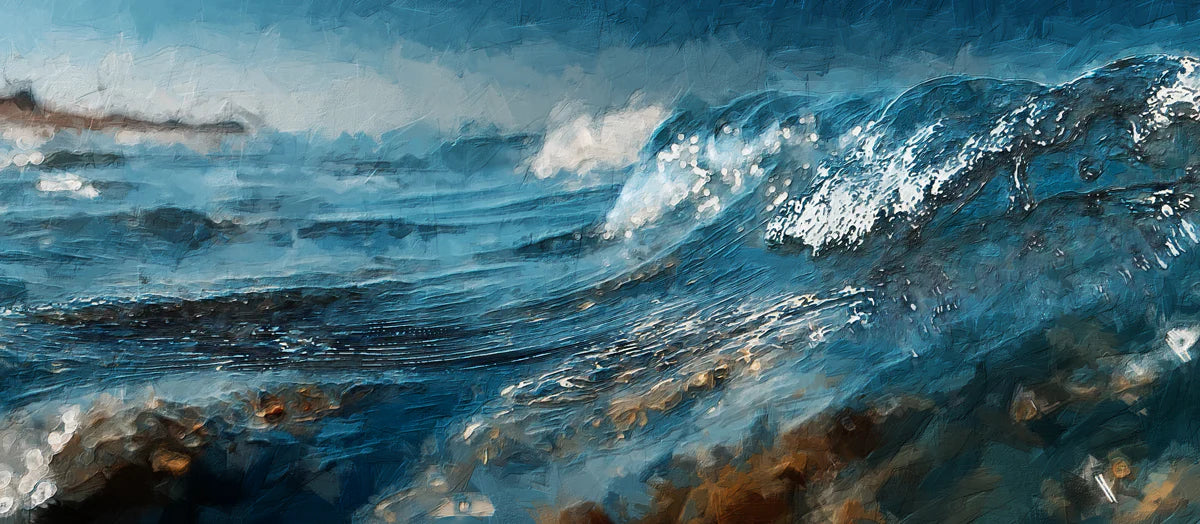 Crashing Ocean Wave Mural Wallpaper — Impressionistic Marine Art Mural Wallpaper - room preview 04