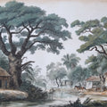 Colonial Tropical Village Mural Wallpaper — Vintage Illustration Mural Wallpaper - room preview 04