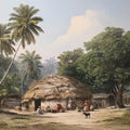 Vintage Tropical Village Mural Wallpaper — Colonial Landscape Art Mural Wallpaper - room preview 04