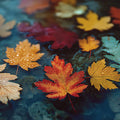 Autumn Rain Fallen Maple Leaves Mural — Moody Nature Wallpaper Mural Wallpaper - room preview 04