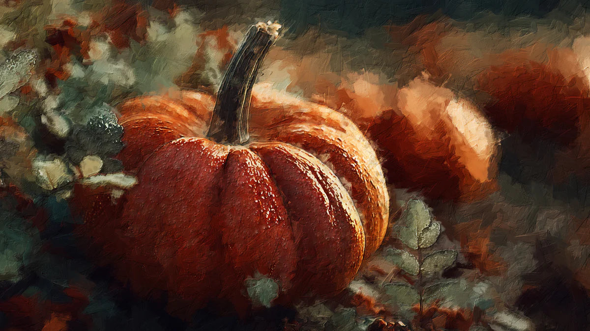 Rustic Autumn Pumpkin Mural Wallpaper —Impasto Oil Painting Art Mural Wallpaper - room preview 04