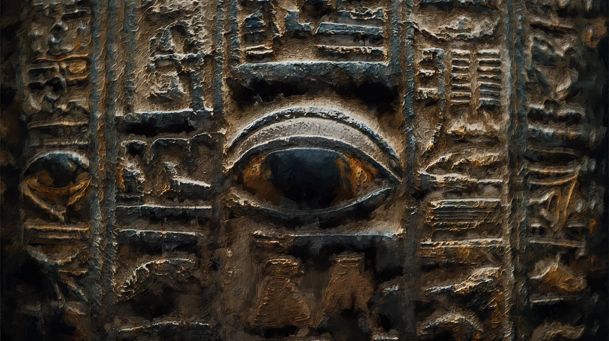 Ancient Egyptian Stone Hieroglyph Mural Wallpaper — Textured Relief Mural Wallpaper - room preview 04