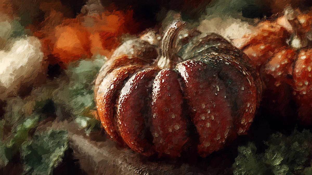 Rustic Harvest Pumpkin Mural Wallpaper — Oil Painting Style Mural Wallpaper - room preview 04