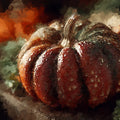 Rustic Harvest Pumpkin Mural Wallpaper — Oil Painting Style Mural Wallpaper - room preview 04