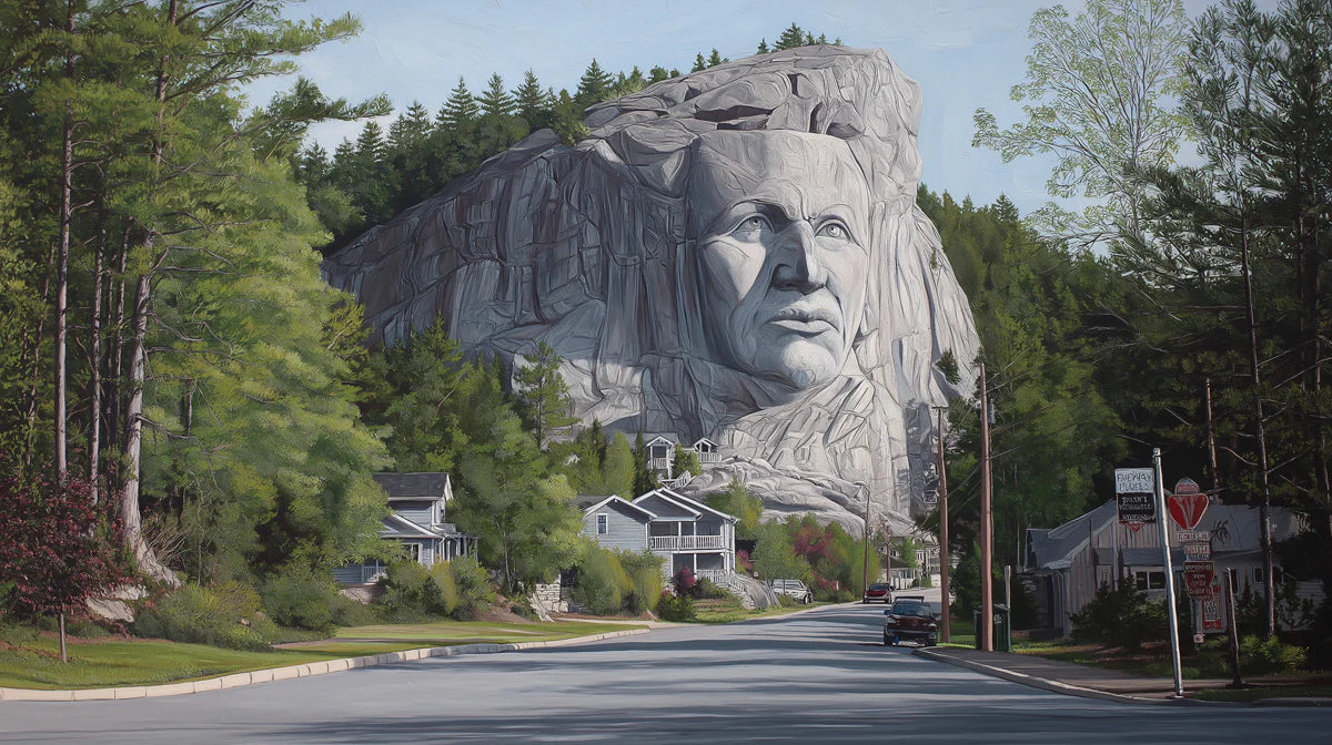 Carved Cliff Portrait Mural Wallpaper — Realistic Landscape Mural Mural Wallpaper - room preview 04