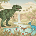 Prehistoric Jungle Adventure Mural Wallpaper — Whimsical Nature Scene Mural Wallpaper - room preview 04