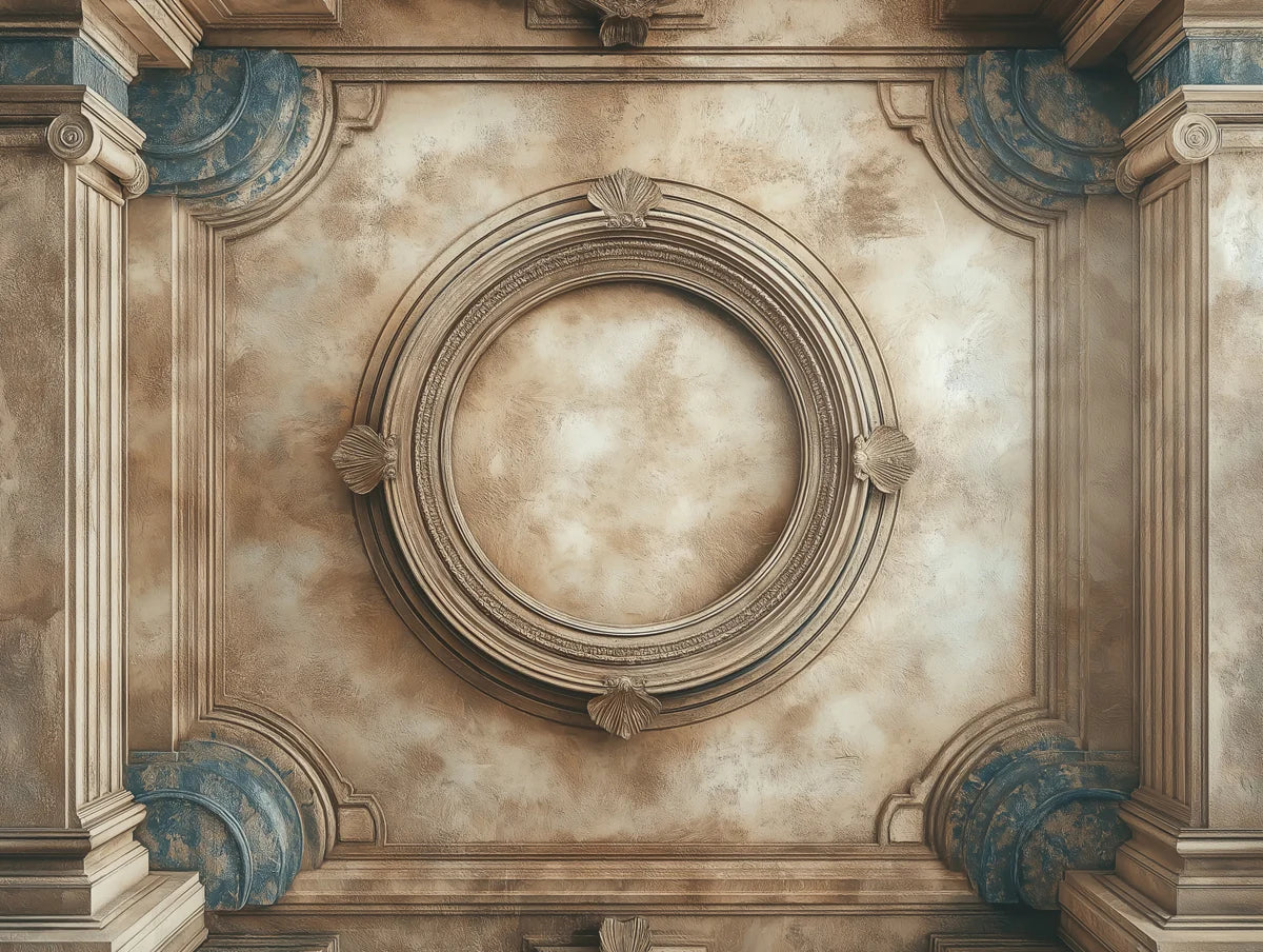 Neoclassical Architectural Relief Mural Wallpaper — Vintage Stone Mural Wallpaper - room preview 04