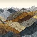 Topographic Mountain Line Mural Wallpaper — Earth Tone Modern Art Mural Wallpaper - room preview 04