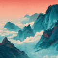 Teal Mountain Peaks Mural Wallpaper — Ethereal Sunset Landscape Mural Wallpaper - room preview 04