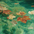 Floating Maple Leaves on Turquoise Water Mural Wallpaper - room preview 04