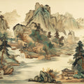 Traditional Mountain Landscape Mural Wallpaper — Zen Art Print Mural Wallpaper - room preview 04