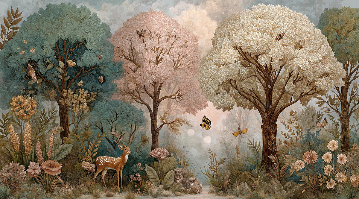 Enchanted Woodland Mural Wallpaper — Whimsical Nature Scene Mural Wallpaper - room preview 04
