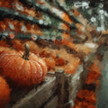 Impressionist Harvest Pumpkin Mural Wallpaper — Warm Autumnal Art Mural Wallpaper - room preview 04