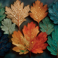 Autumn Dew Leaves Mural Wallpaper — Moody Botanical Pattern Mural Wallpaper - room preview 04