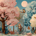 Enchanted Woodland Mural Wallpaper with Moonlit Animals Mural Wallpaper - room preview 04