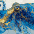 Abstract Octopus Mural Wallpaper in Marine Blue and Gold Leaf Mural Wallpaper - room preview 04
