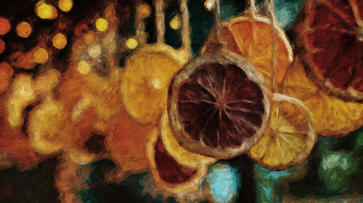 Rustic Dried Citrus Mural Wallpaper — Painterly Warmth Mural Wallpaper - room preview 04