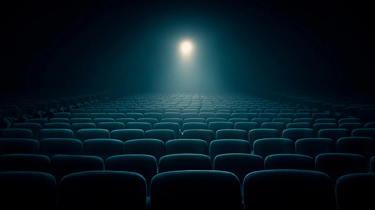 Empty Cinema Seating Mural Wallpaper — Moody Spotlight Perspective Mural Wallpaper - room preview 04