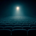 Empty Cinema Seating Mural Wallpaper — Moody Spotlight Perspective Mural Wallpaper - room preview 04