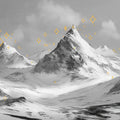 Starry Mountain Landscape Mural Wallpaper — Monochrome Artistic Decor Mural Wallpaper - room preview 04