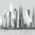 Monochrome Futuristic Skyline Mural Wallpaper — Modern Urban Decor Mural Wallpaper - room preview 04