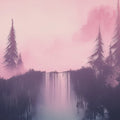 Lavender Mist Waterfall Mural — Ethereal Forest Landscape Wallpaper Mural Wallpaper - room preview 04