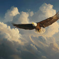Soaring Bald Eagle Above Clouds Mural Wallpaper — Artistic Sky Design Mural Wallpaper - room preview 04