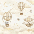 Vintage Hot Air Balloon Mural Wallpaper with Woodland Animals Mural Wallpaper - room preview 04