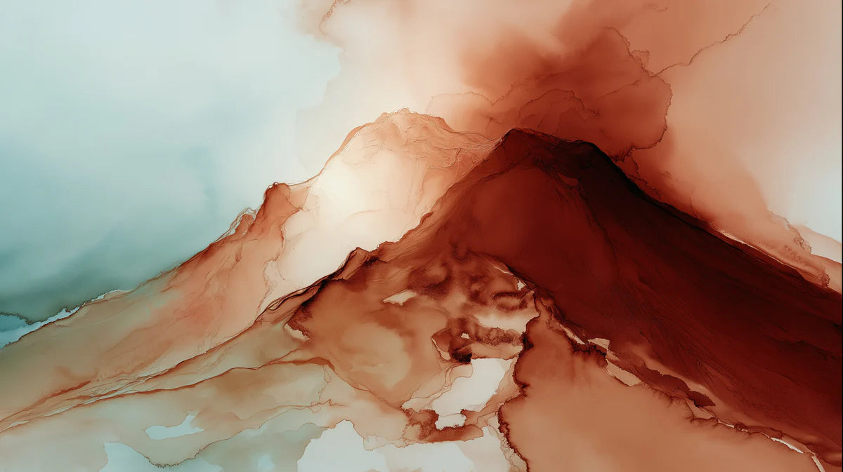 Fluid Terracotta and Teal Abstract Mural Wallpaper - room preview 04