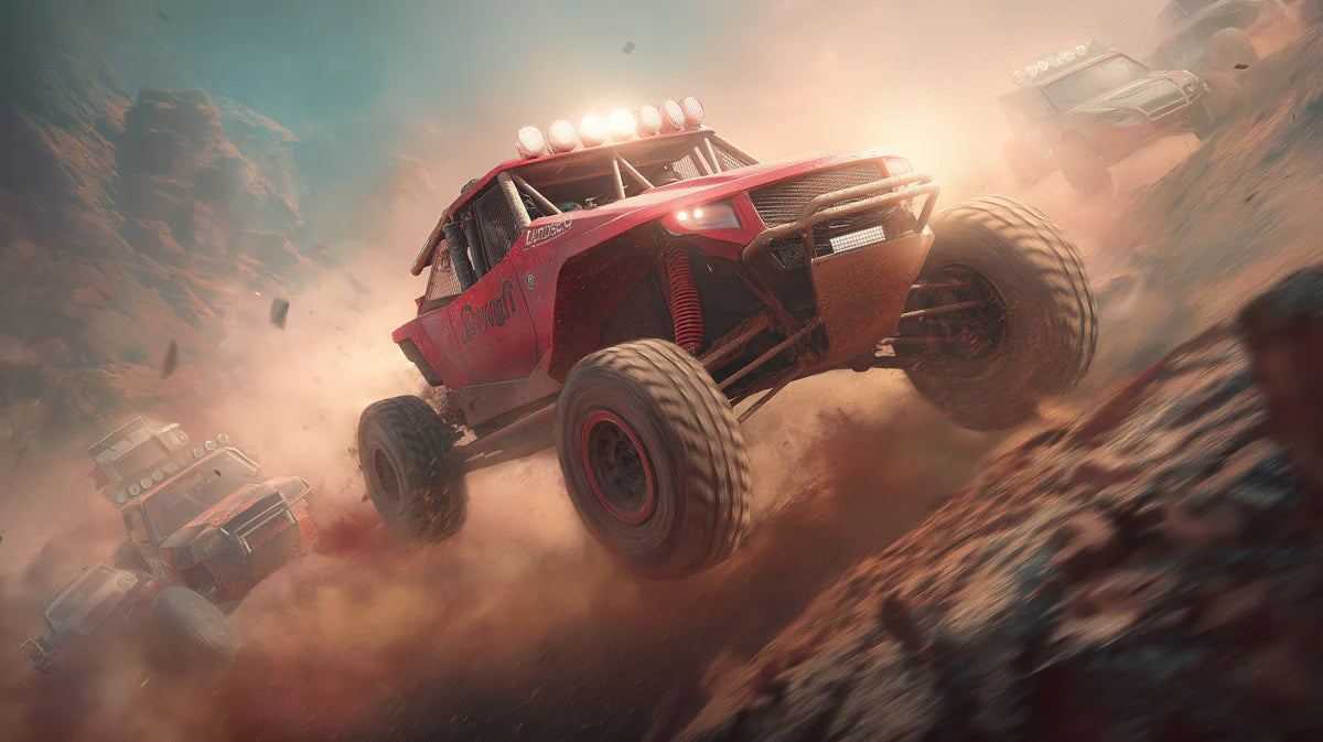 Desert Off-Road Rally Mural Wallpaper — Cinematic Racing Action Mural Wallpaper - room preview 04