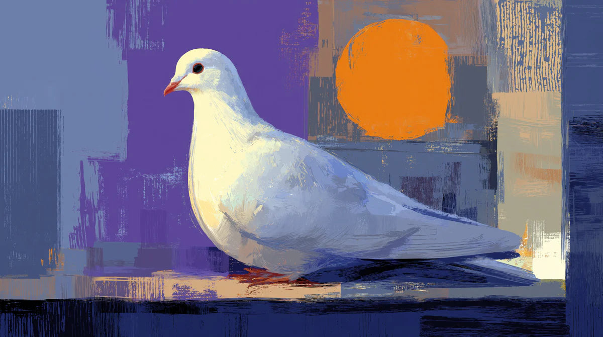 Dove of Peace Mural Wallpaper — Abstract Painterly Wall Art Mural Wallpaper - room preview 04