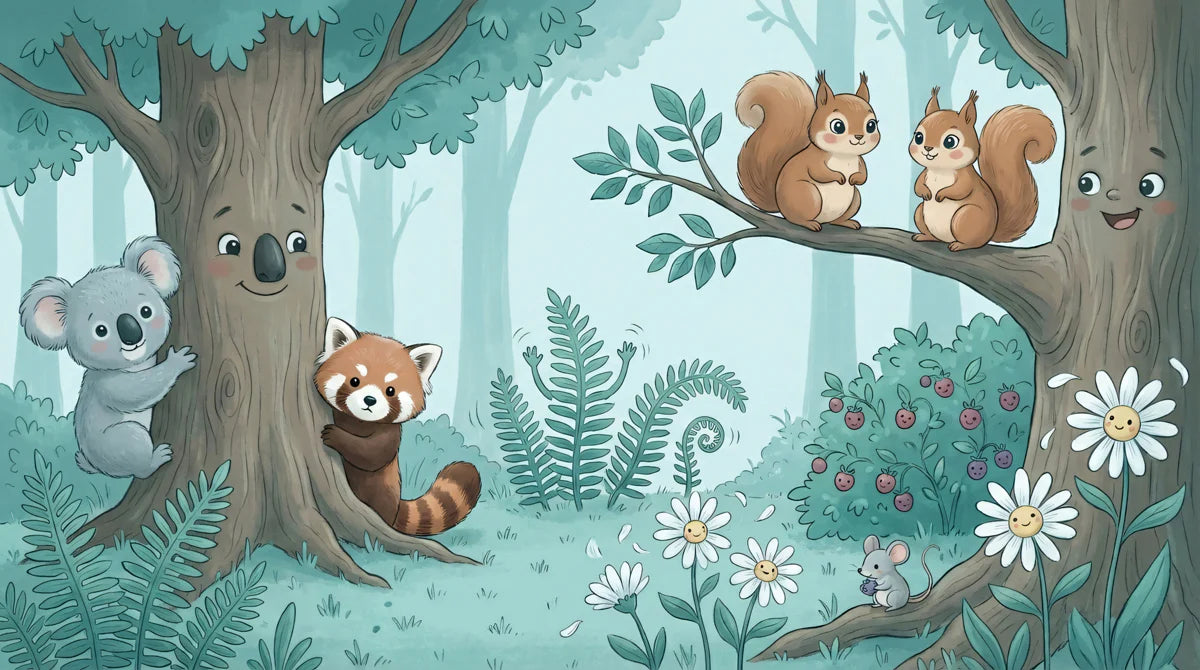 Friendly Woodland Animals Mural Wallpaper — Whimsical Forest Scene Mural Wallpaper - room preview 04
