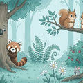 Friendly Woodland Animals Mural Wallpaper — Whimsical Forest Scene Mural Wallpaper - room preview 04