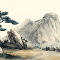 Zen Mountain Pine Mural Wallpaper — Traditional Landscape Art Mural Wallpaper - room preview 04