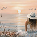 Coastal Sunset Dream Mural Wallpaper — Soft Painted Beach Landscape Mural Wallpaper - room preview 04