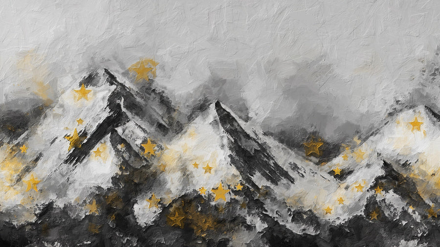 Tapete „Starry Mountain Peak Mural“ – Moderne Abstrakte Landschaft Fototapete printable artwork