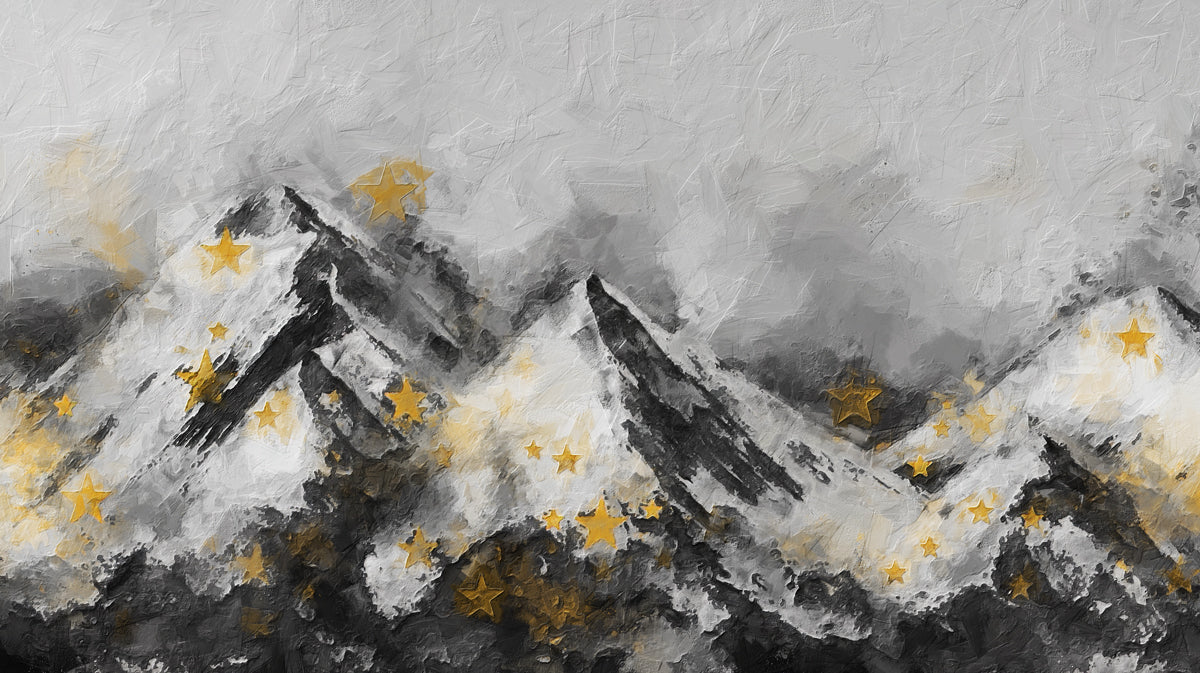 Starry Mountain Peak Mural Wallpaper — Modern Abstract Landscape Mural Wallpaper - room preview 04
