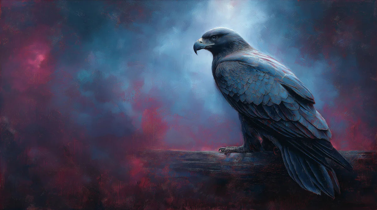 Midnight Eagle Wildlife Mural Wallpaper — Painterly Moody Decor Mural Wallpaper - room preview 04