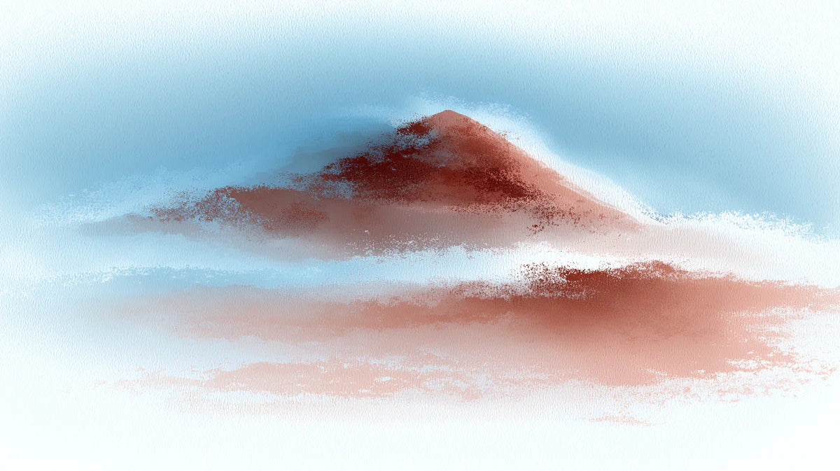 Crimson Peaks Watercolor Mural Wallpaper — Minimalist Zen Landscape Mural Wallpaper - room preview 04