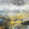 Golden Mist Mountain Mural Wallpaper — Abstract Watercolor Landscape Mural Wallpaper - room preview 04