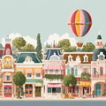 Victorian Promenade Mural Wallpaper — Whimsical Storybook Street Art Mural Wallpaper - room preview 04