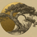 Golden Zen Bonsai Tree Mural Wallpaper — Minimalist Fine Art Mural Wallpaper - room preview 04